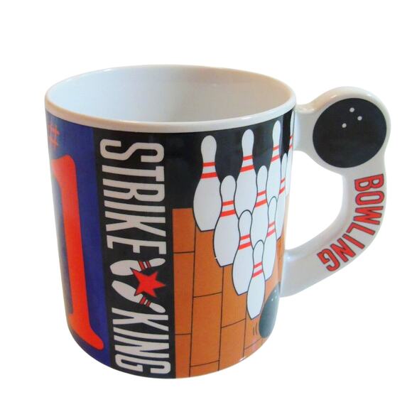 Kato Kogei Bowling Ball Coffee Mug Tea Cup 12oz Bowling League Pins Vtg - Picture 5 of 5